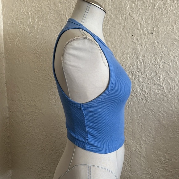Zara Blue High Neck Cropped Tank Top Medium - Picture 4 of 5